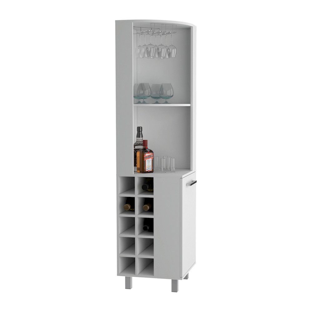 Morocco Corner Bar Single Door Cabinet Two Shelves, Ten Built-in Wine Rack. Picture 3