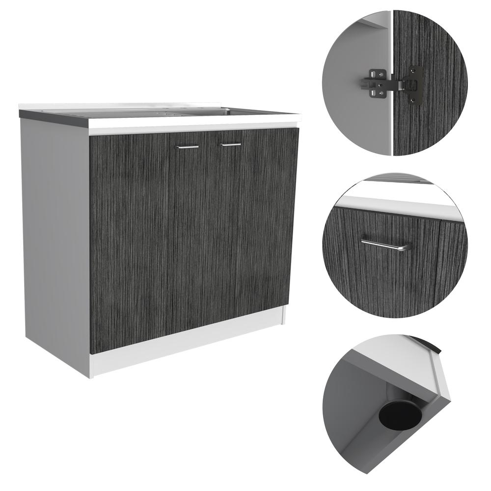 Salento Freestanding Sink - White/Smoky Oak. Picture 2