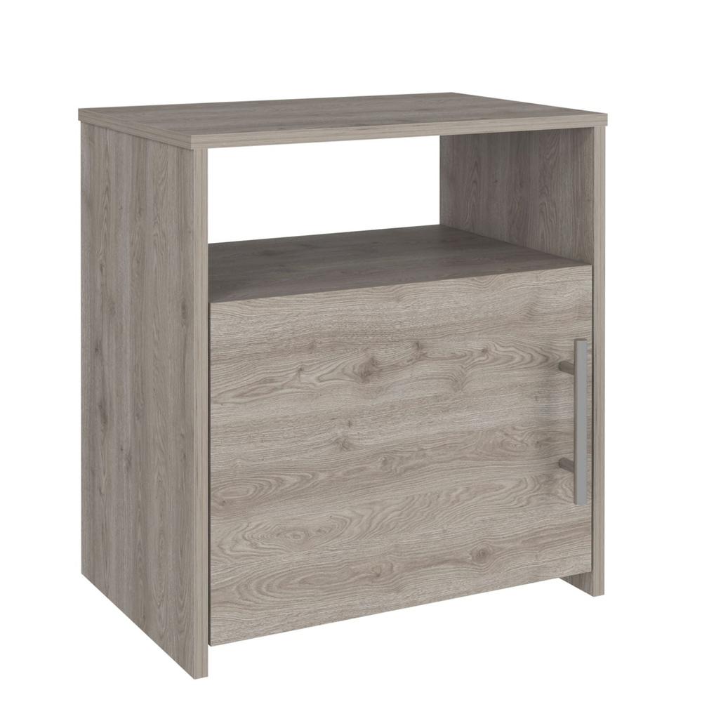 Nightstand, Single Door Cabinet, Metal Handle, One Shelf, Superior Top. Picture 1