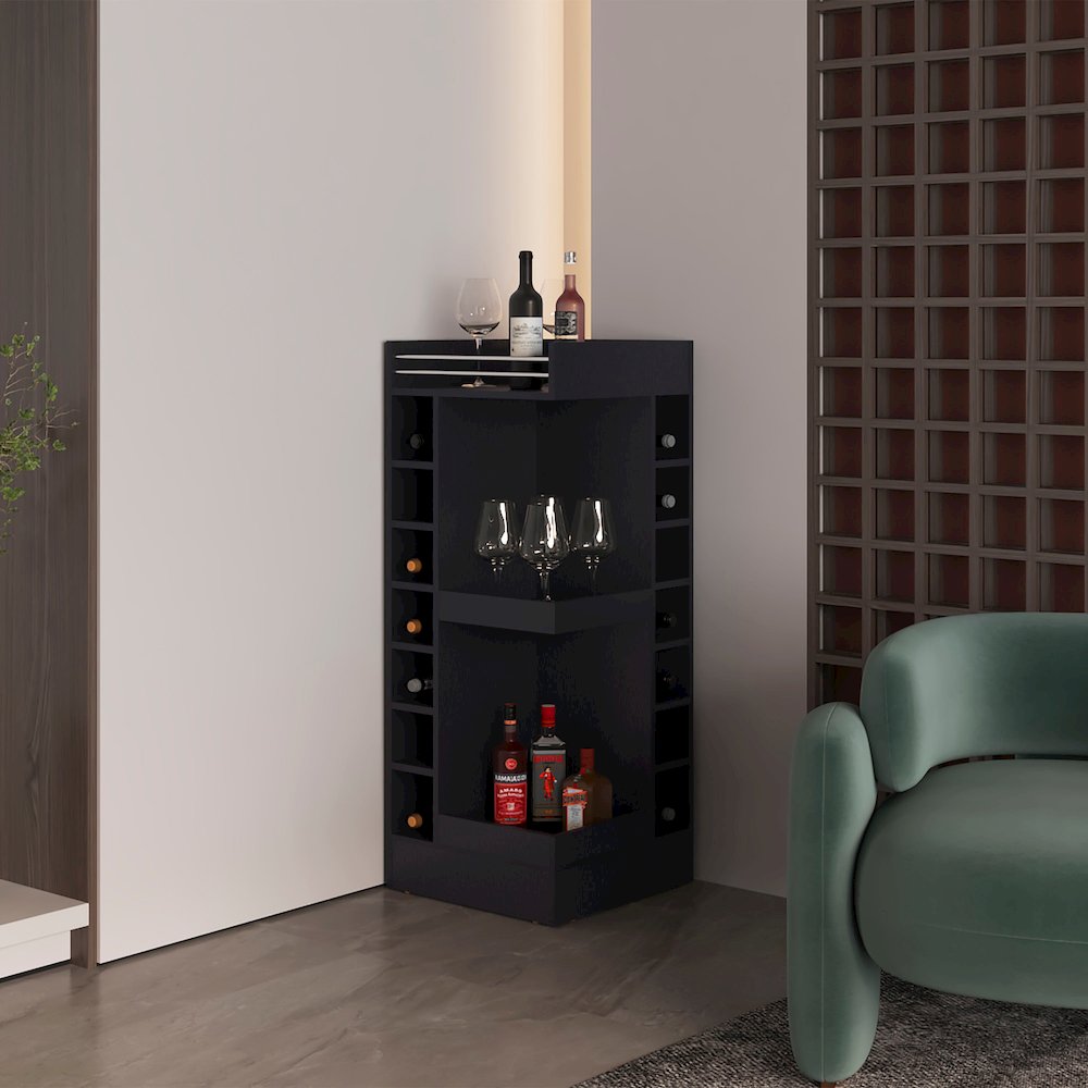 Parker Bar Cabinet, 16 Shelves, Black Wengue. Picture 5