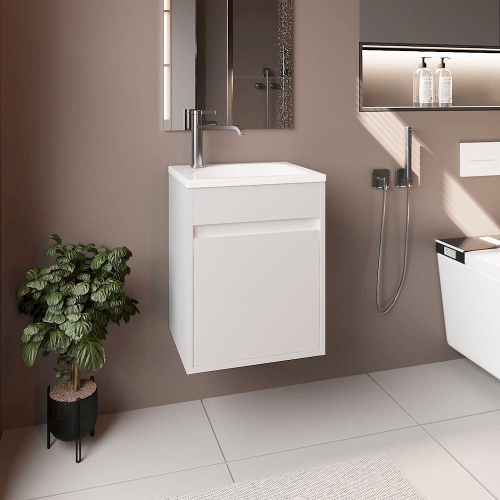 Chisana Bathroom Vanity, 1 Door, White. Picture 7