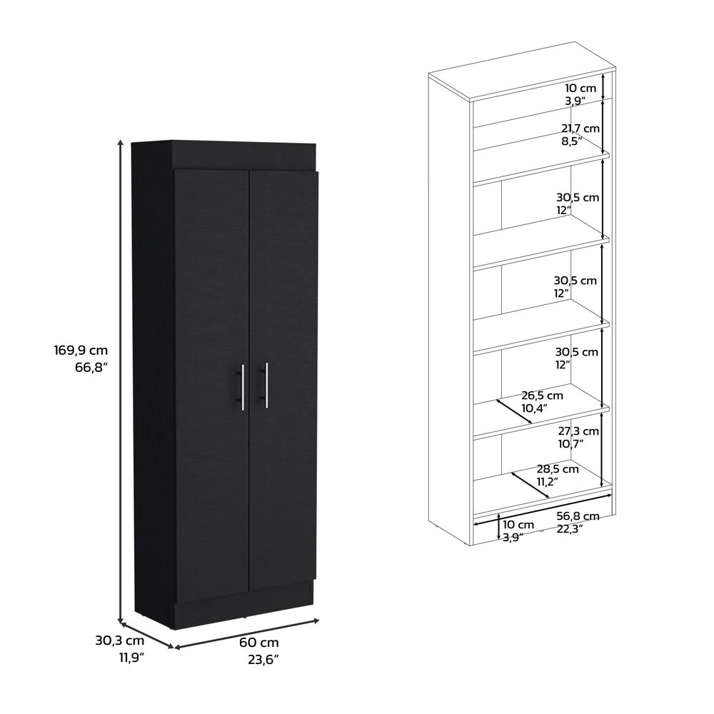 Teller Pantry Cabinet with 5 Shelves, Black -Kitchen. Picture 7