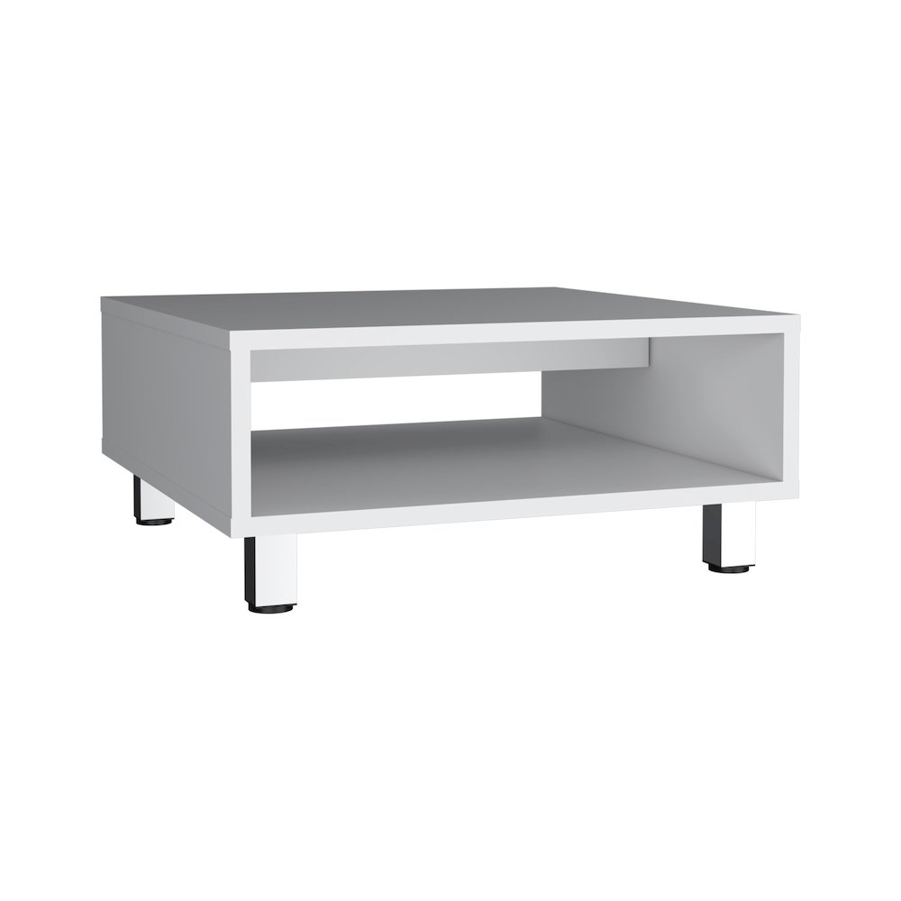 Chiniak Coffee Table, 1 shelf, 4 legs, White. Picture 1