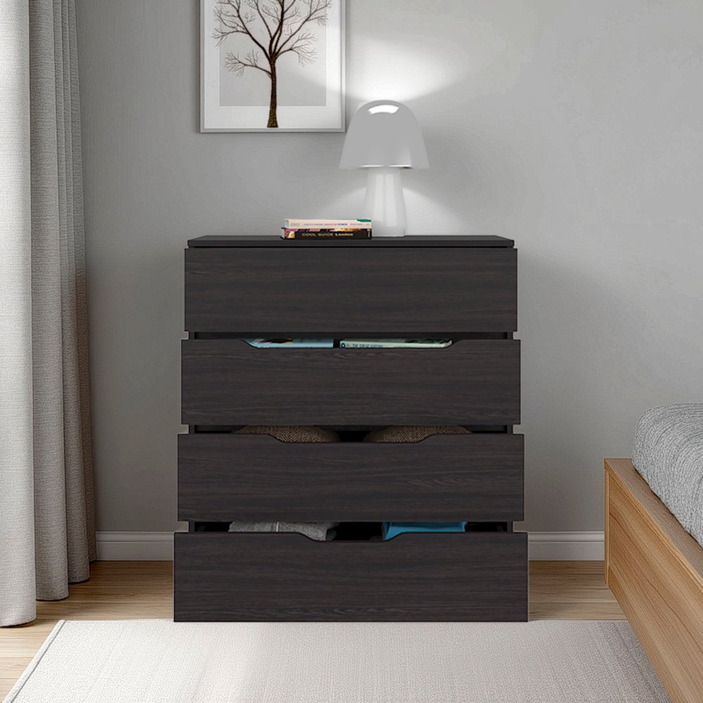 Aralia Drawer Dresser, Four Drawers, Superior Top, Black Wengue. Picture 2