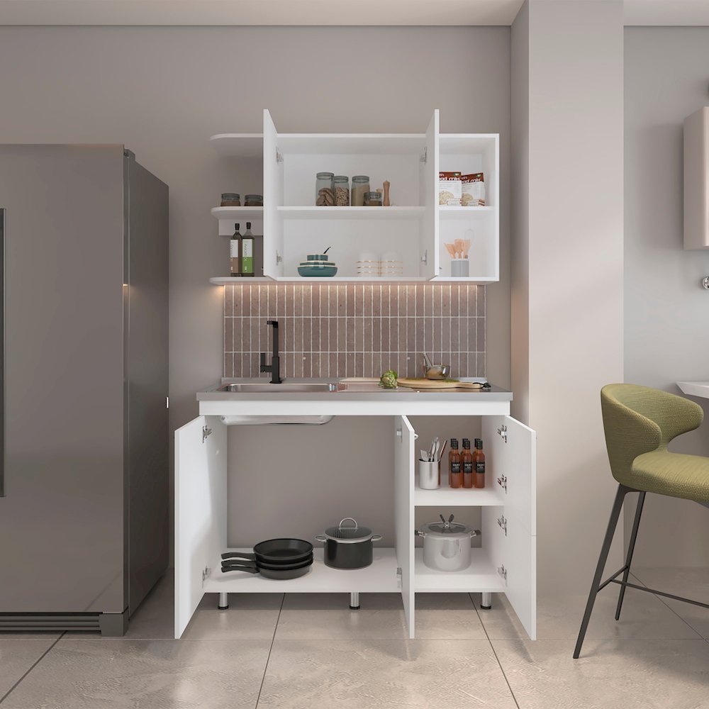 Byron Kitchen Cabinet Set, 6 Doors, 9 Shelves, White. Picture 5