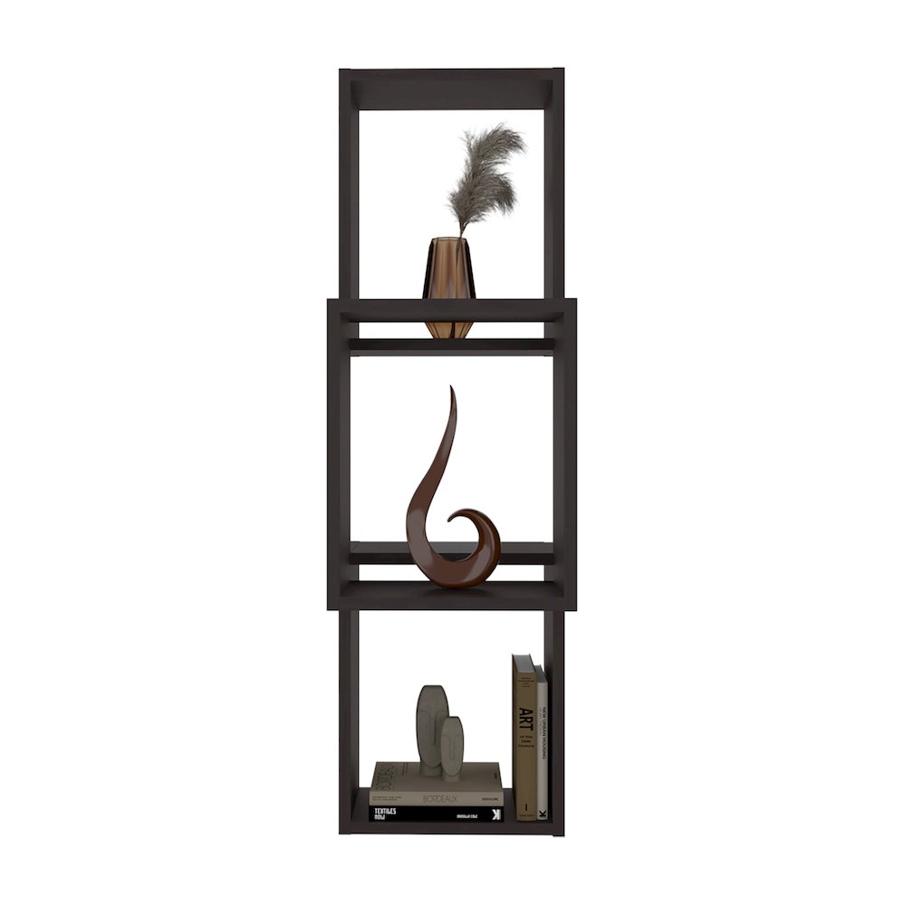 Olean Wall Shelf, 3 Shelves, Black Wengue. Picture 3