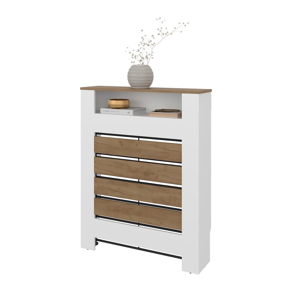 Parma Radiator Cover Cabinet, 1 Shelf, White / Walnut. Picture 2