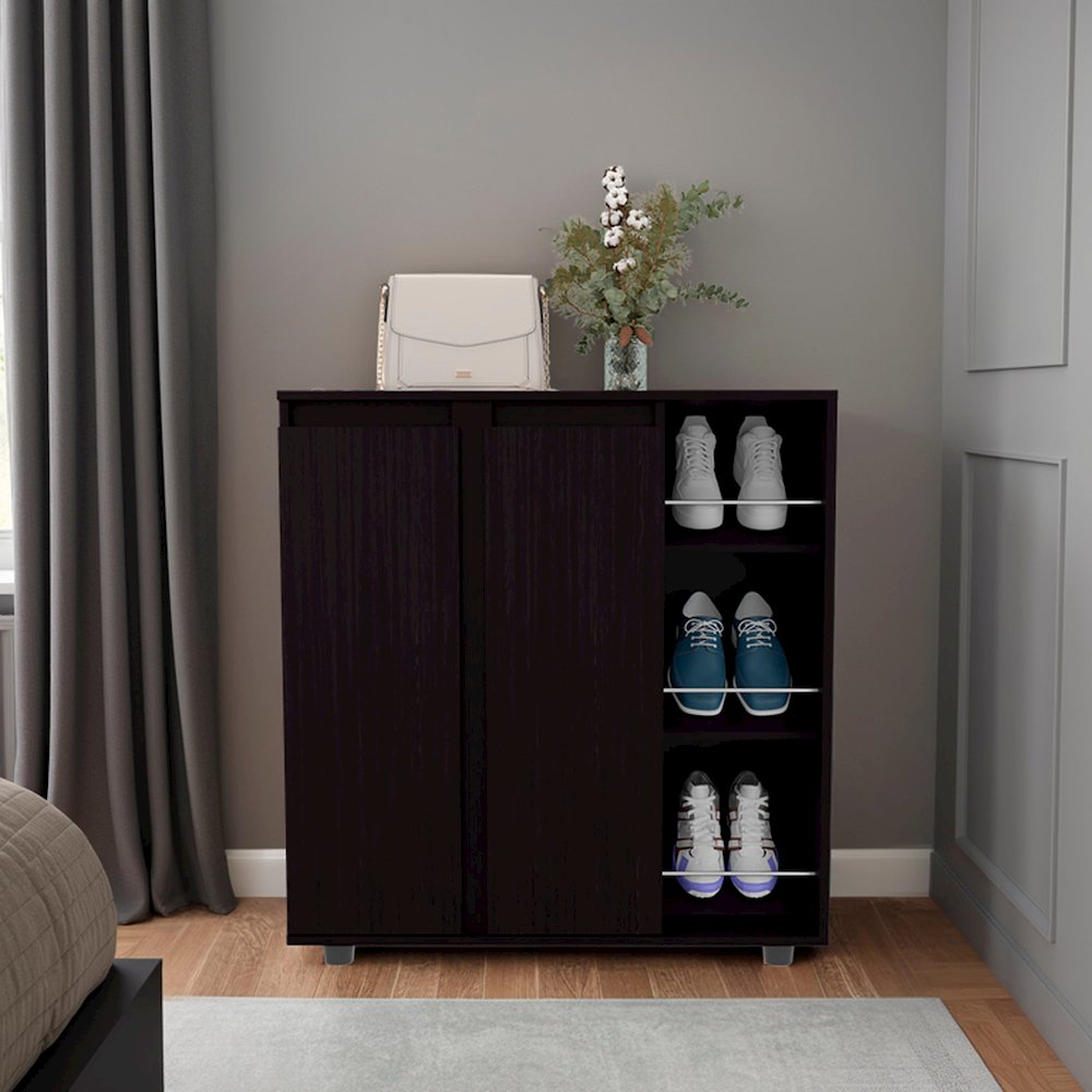Flippin Shoe Rack, 2 Doors, 7 Shelves, Black Wengue. Picture 4