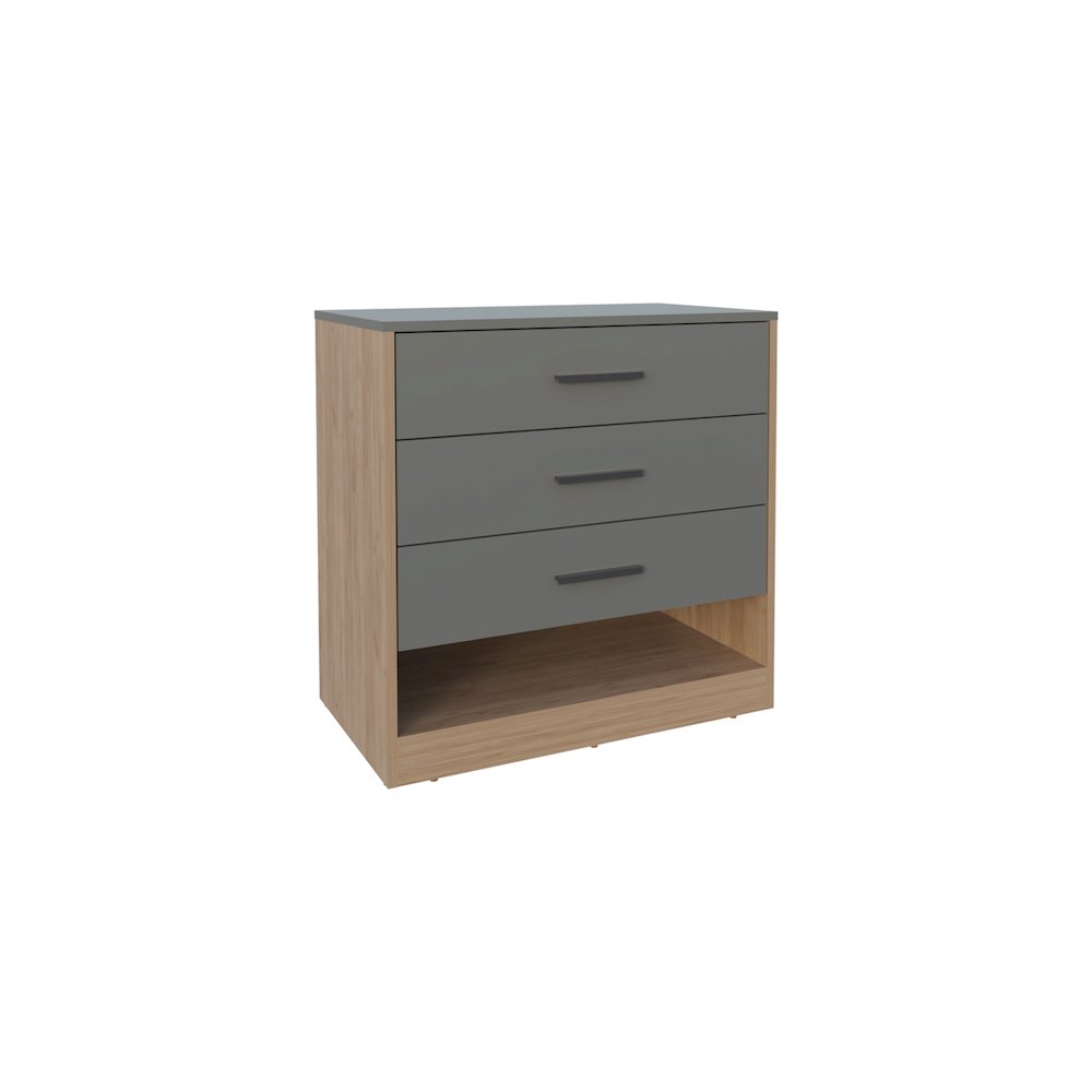 Artondale Dresser, 3 Drawers, 1 Shelf, Matt Gray / Natural Oak. Picture 1