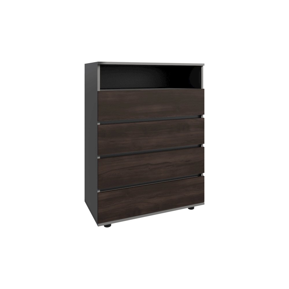 Trevose Dresser, 4 Drawers, 1 Shelf, Matt Gray / Dark Oak. Picture 1