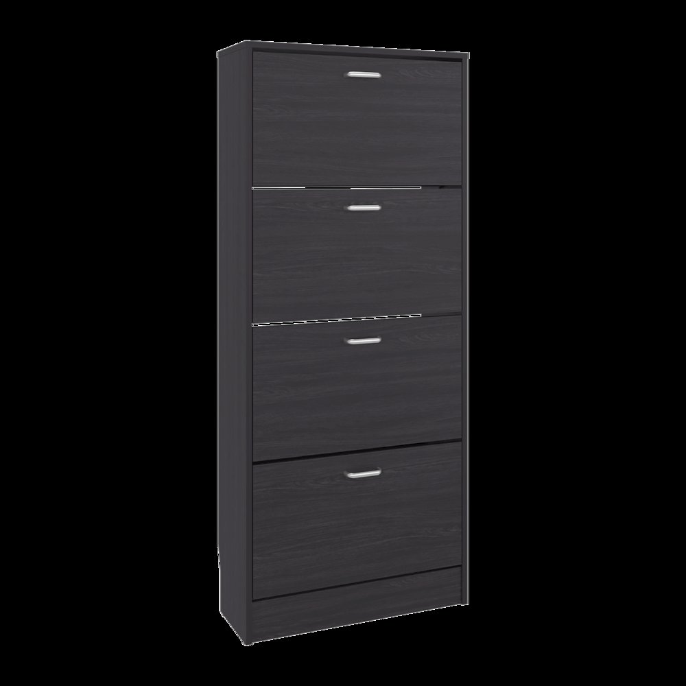Kobuk 4 Door Shoe Rack, 4 Shelves, Black Wengue. Picture 3