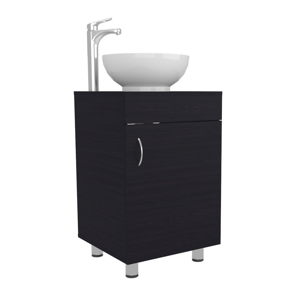 Vicksburg Bathroom Vanity, 1 Door, 4 Legs, Black Wengue. Picture 2