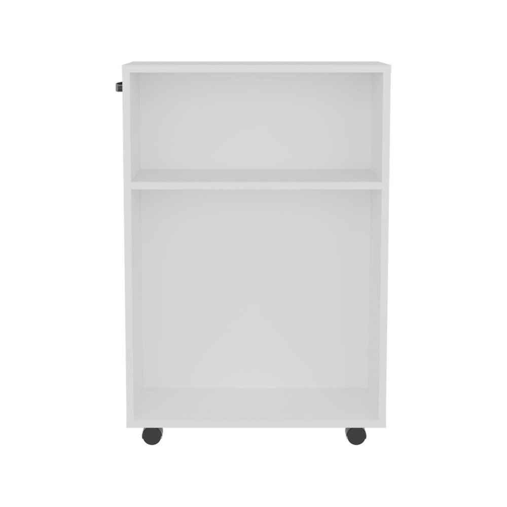 Saltillo Storage Cart, 2 Shelves, 4 Wheels, White. Picture 1