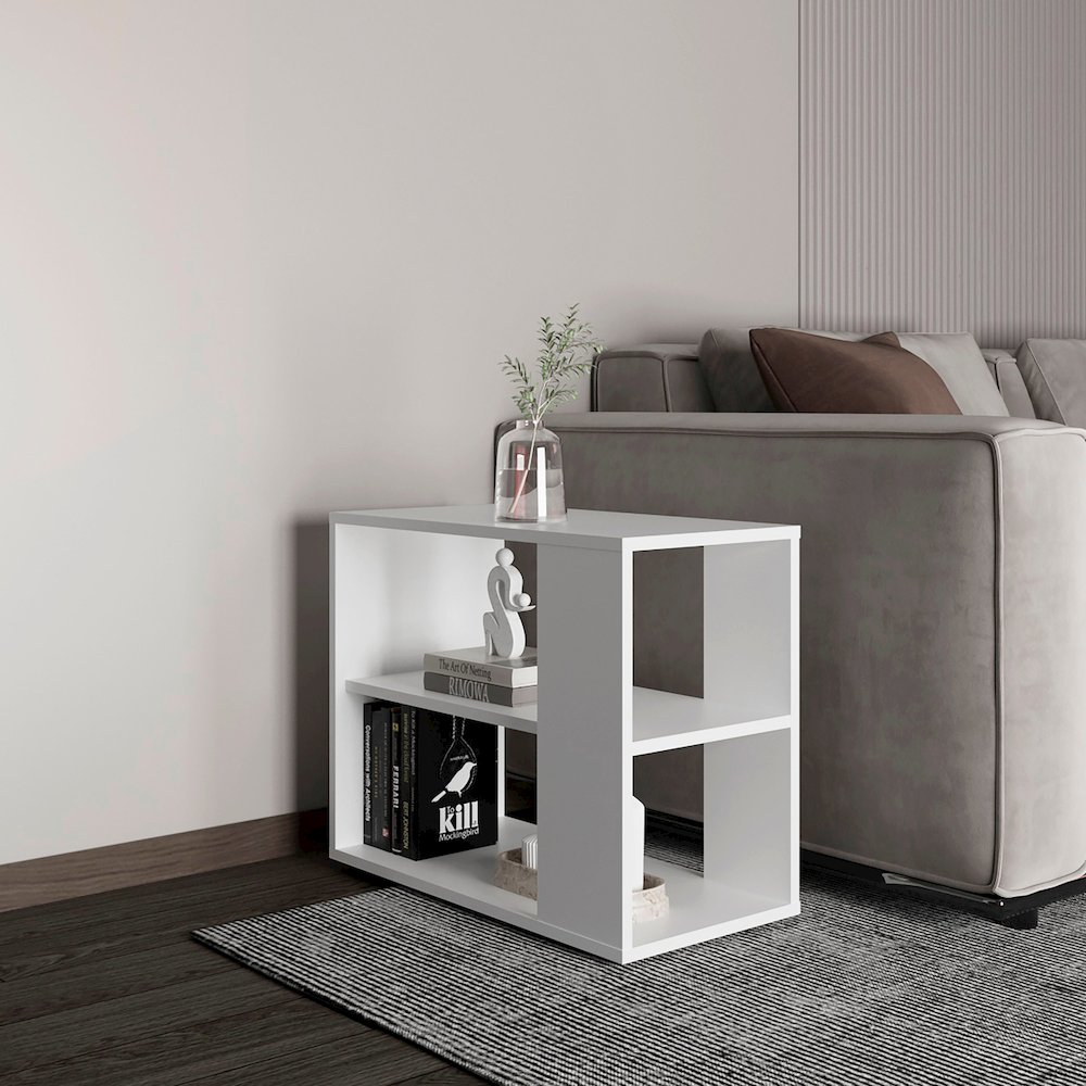 Cavalero Sideboard Table, 4 Legs, 2 Shelves, White. Picture 4