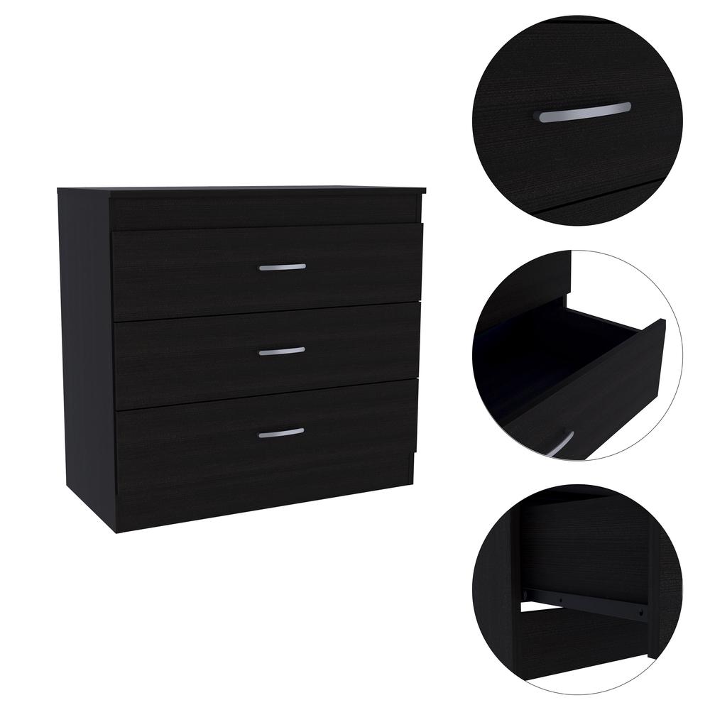 Zurich Three-Drawers Dresser-Black. Picture 6