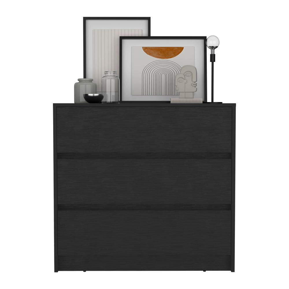 DEPOT E-SHOP Palmer 3 Drawers Dresser, Chest of Drawers, Black. Picture 2
