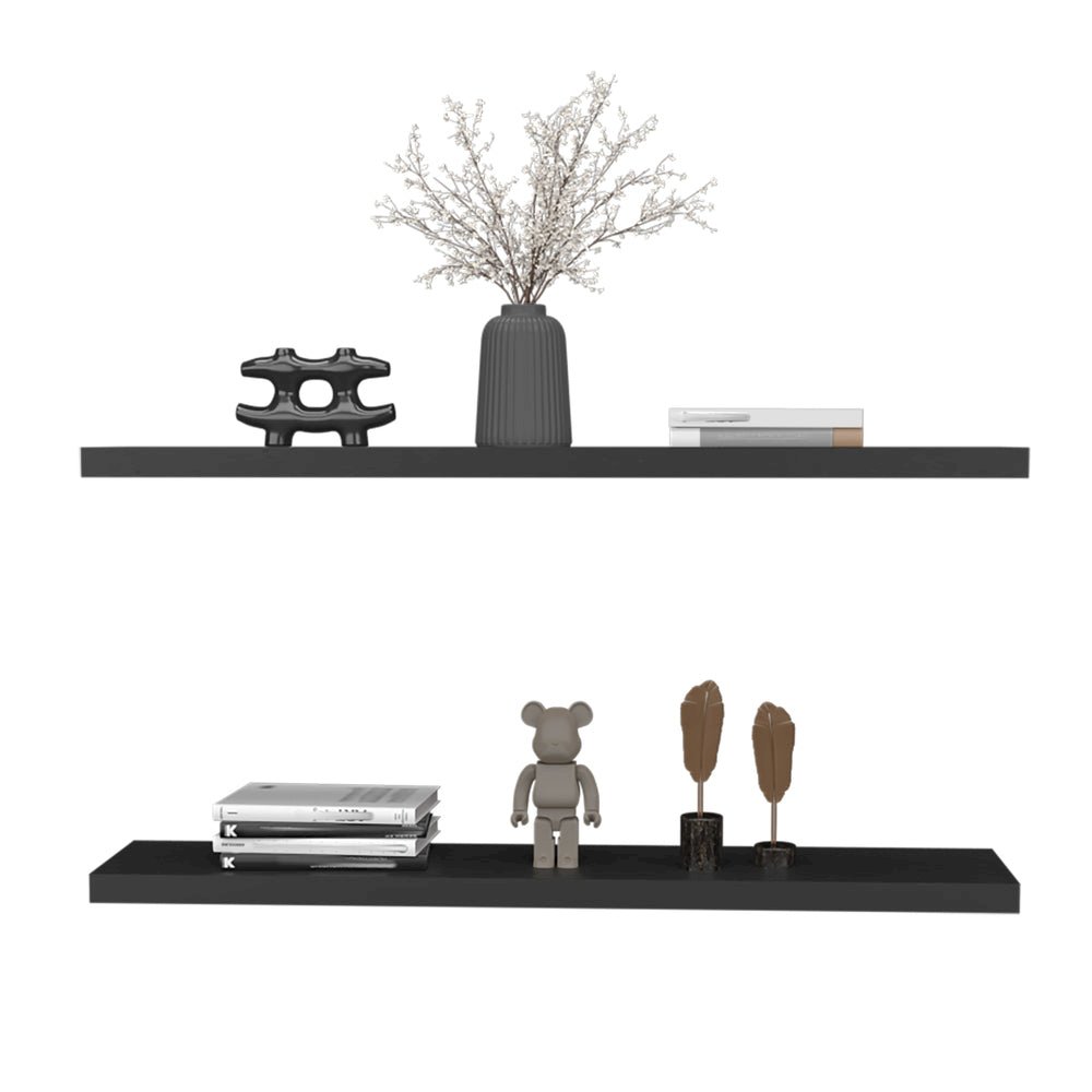 Pantego Floating Shelves with 1 Shelf, Black. Picture 2