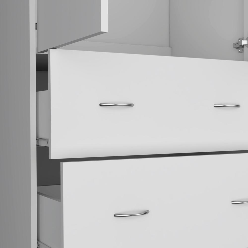 Silo 71" H Armoire with Two Doors, Two Drawers, and Hanging Rod,White. Picture 3