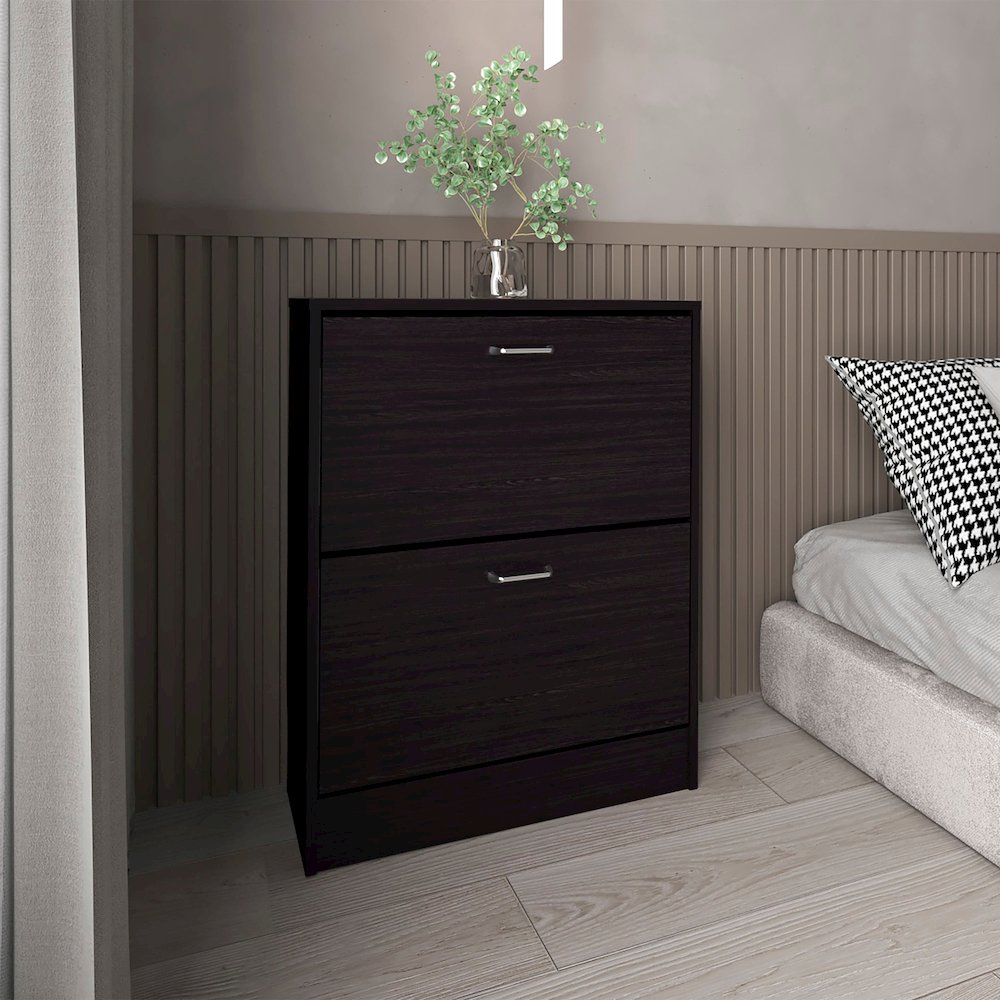 Entiat Shoe Rack, 2 Doors, Black Wengue. Picture 4