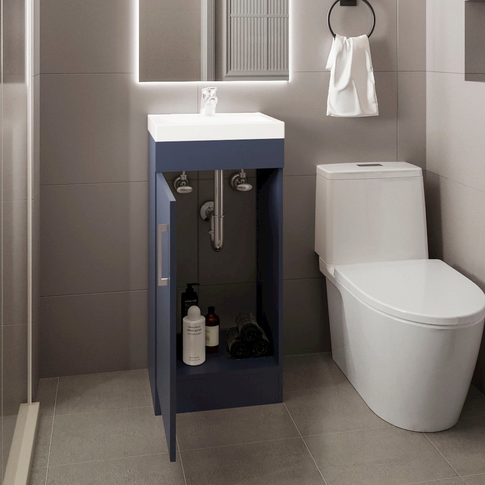 Reyno Vanity, 1 Door, 1 Shelf, Alby Blue. Picture 5