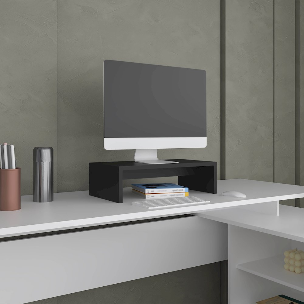Elim Desk with 1 Shelf, Black. Picture 5