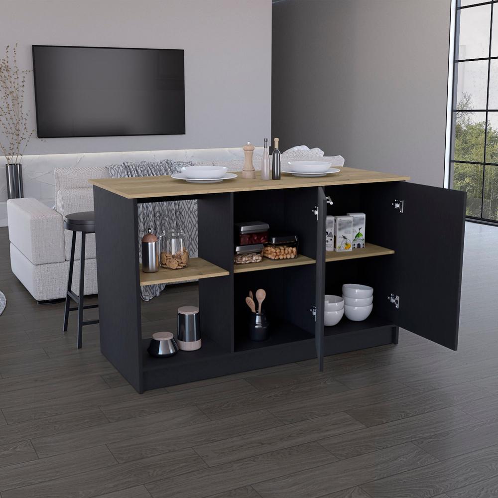 Kitchen Island with Large Countertop, Storage/Shelves/Double Door Cabinet. Picture 6