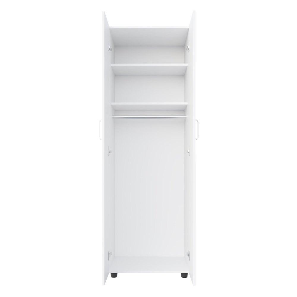 London Armoire, Two Shelves, Rod, Double Door Cabinet Armoire, White. Picture 1
