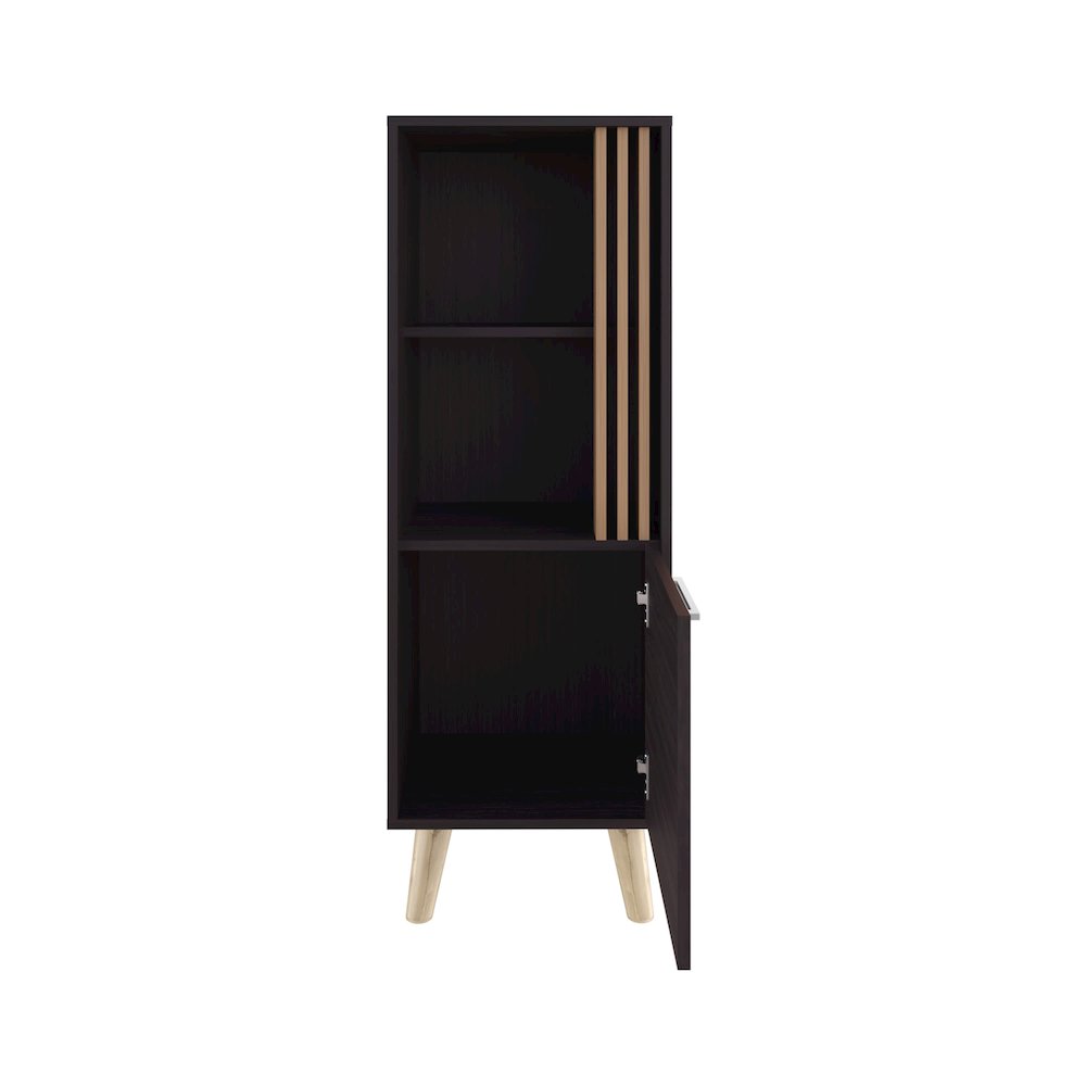 Orrin Storage Cabinet, 1 Door, 2 Shelves, Black / Natural Oak. Picture 3