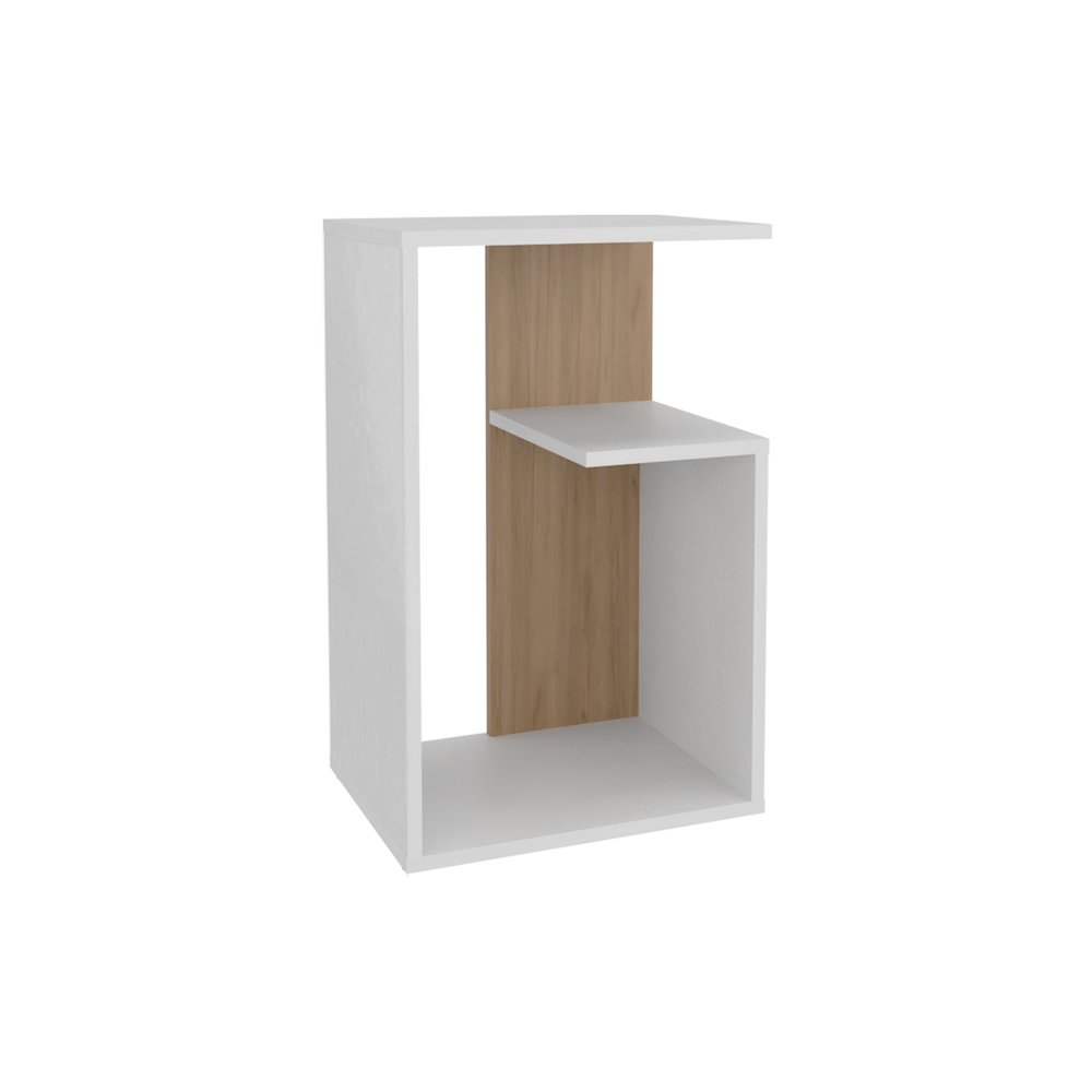 Stebbins Side Table, 2 Shelves, White Washed Oak / Natural Oak. Picture 1