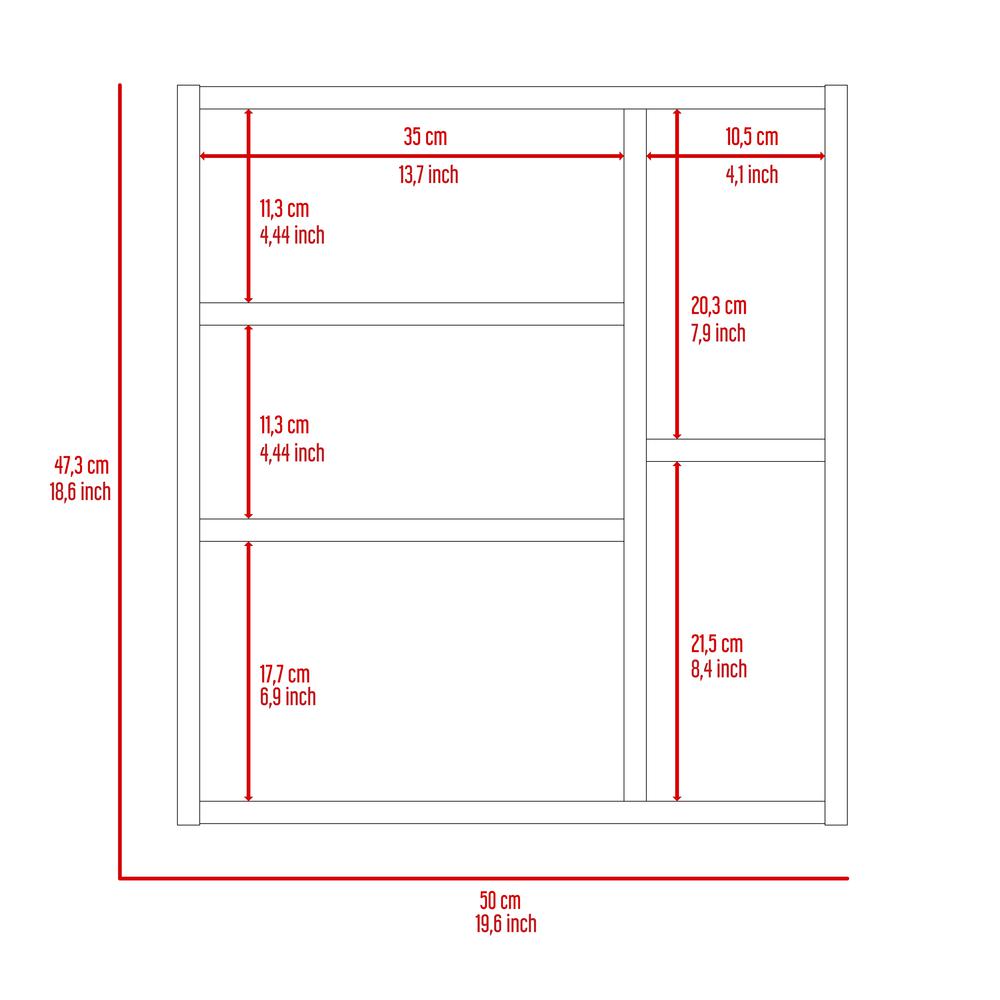 DEPOT E-SHOP Kazan Medicine Cabinet, Mirror, One-Door Cabinet, Two External Shelves, Three Internal Shelves-White, For Bathroom. Picture 5