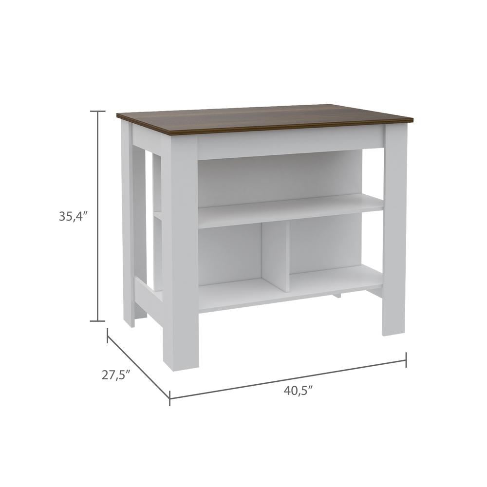 Delos Kitchen Island White - Walnut. Picture 5