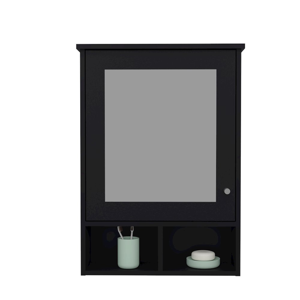 Anamoose Medicine Cabinet with 5 Shelves, 1 Door, and 1 Mirror, Black Wengue. Picture 1