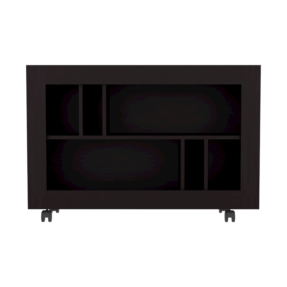 Lacey Console Table Cart, 5 Shelves, 4 Casters, Black Wengue. Picture 6