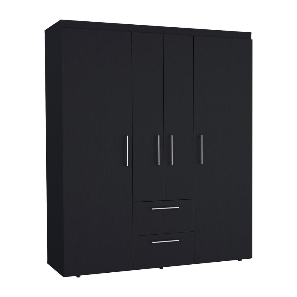 Valier Wardrobe, Deluxe Armoire with Multiple Storage Options and Metal Accents. Picture 3