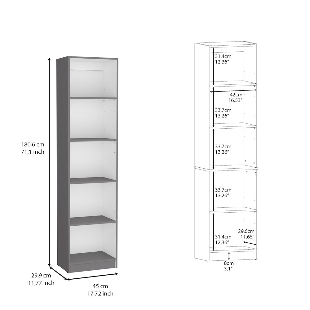 Vinton XS Bookcase Compact Bookshelf with Multiple Shelves. Picture 5