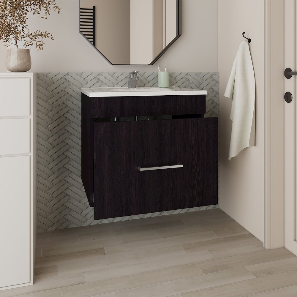 Wixom Bathroom Vanity, 1 Drawer, Black Wengue. Picture 8