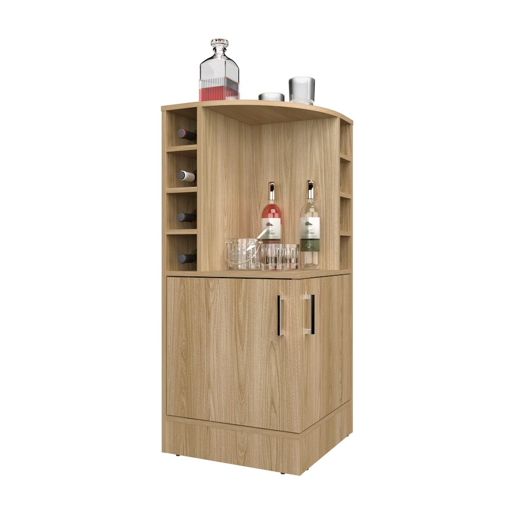 norwich Bar Cabinet, 2 Doors, 8 Wine Bottle Compartments, Natural Oak. Picture 3