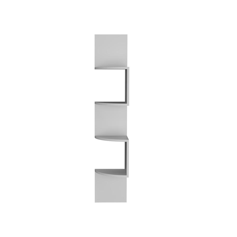 Roy Corner Floating Shelf, Modern 4-Tier Display, White -Living Room. Picture 1