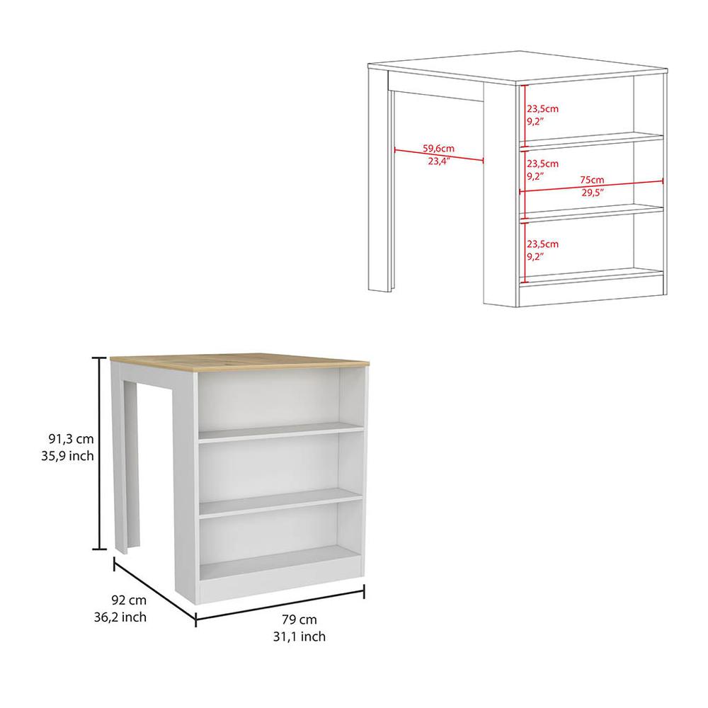 Monroe 2 Pcs Kitchen Set, Milos Kitchen Island Table + Pantry Cabinet. Picture 5