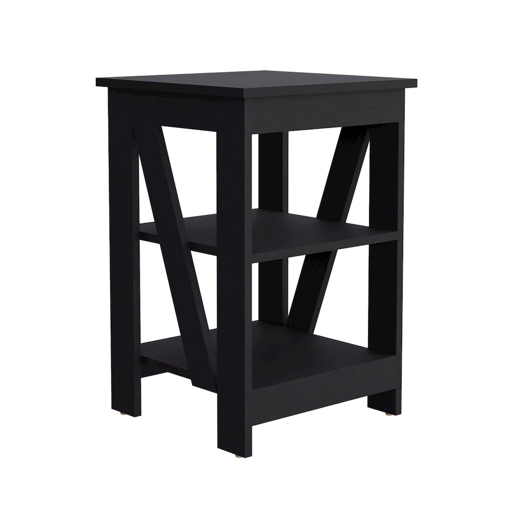 3-Tier End Table/Nightstand, Side Table for Small Space, Black. Picture 3