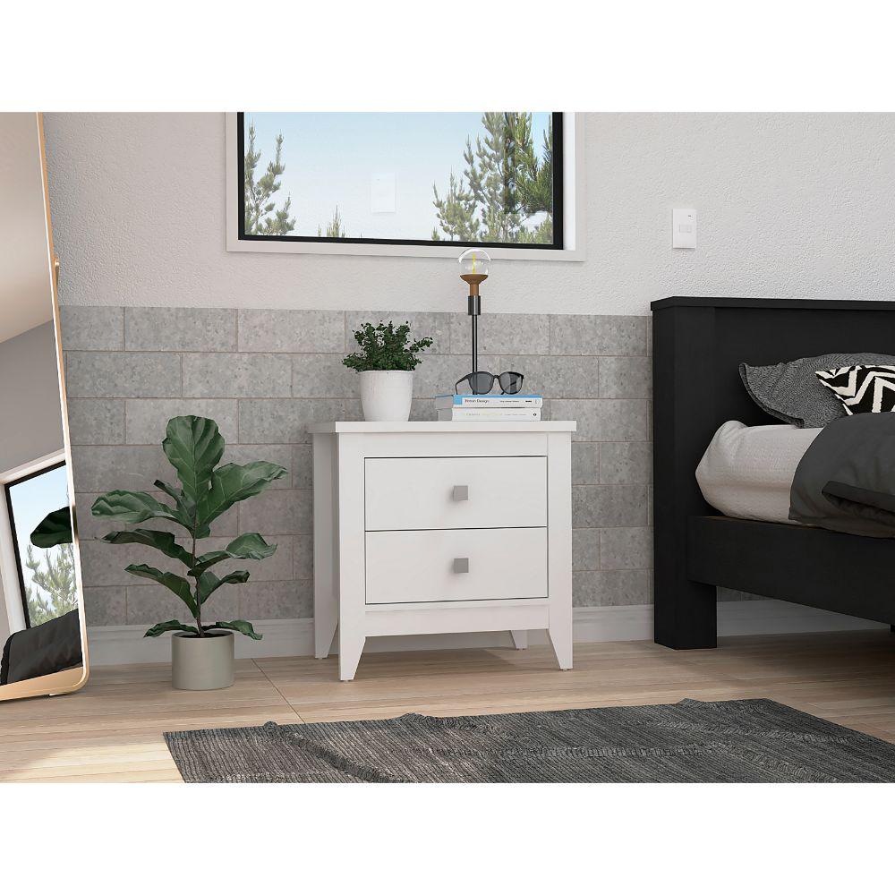 DEPOT E-SHOP Oasis Nightstand, Two Shelves, Four Legs, Countertop-White, For Bedroom. Picture 5
