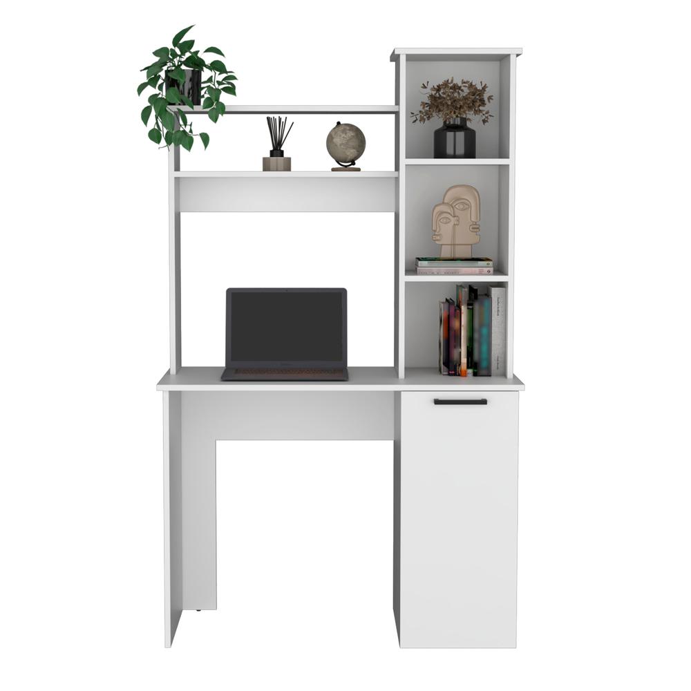 Computer Desk with Ample Work Surface, Hutch Storage and Single Door Cabinet. Picture 3