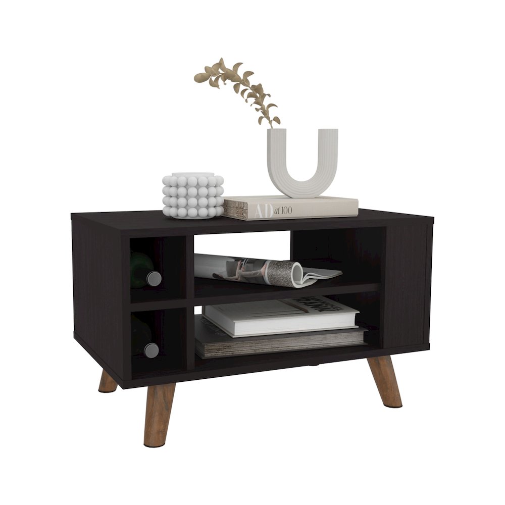 Muir Coffee Table, 4 Shelves, 4 Legs, Black Wengue. Picture 3