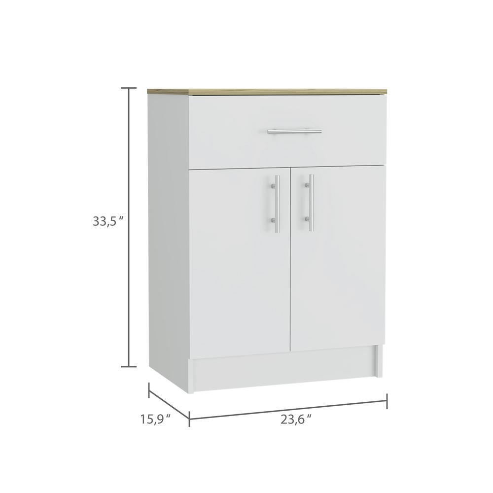 Barbados Pantry Cabinet-White/Light Oak. Picture 8