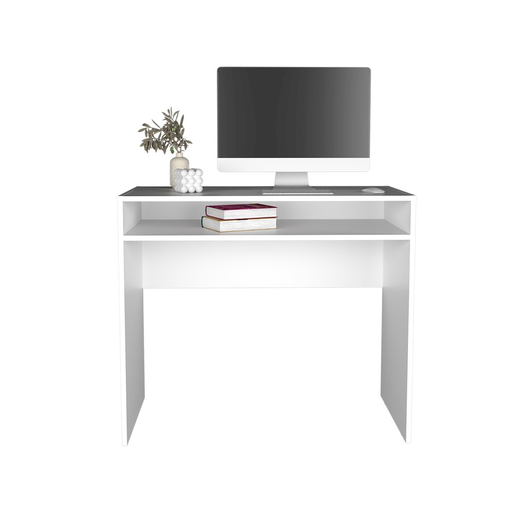 Craig Computer Desk with 1 Shelf, White. Picture 2