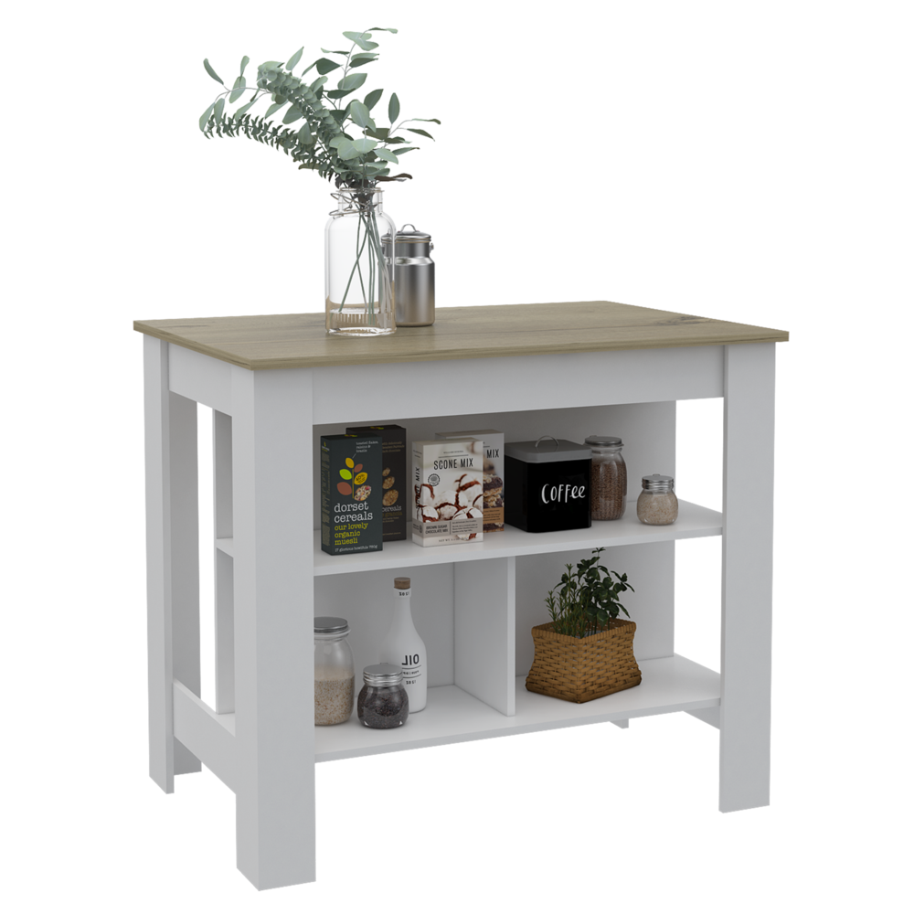 Antibacterial Delos Kitchen Island White-Light Oak. Picture 3