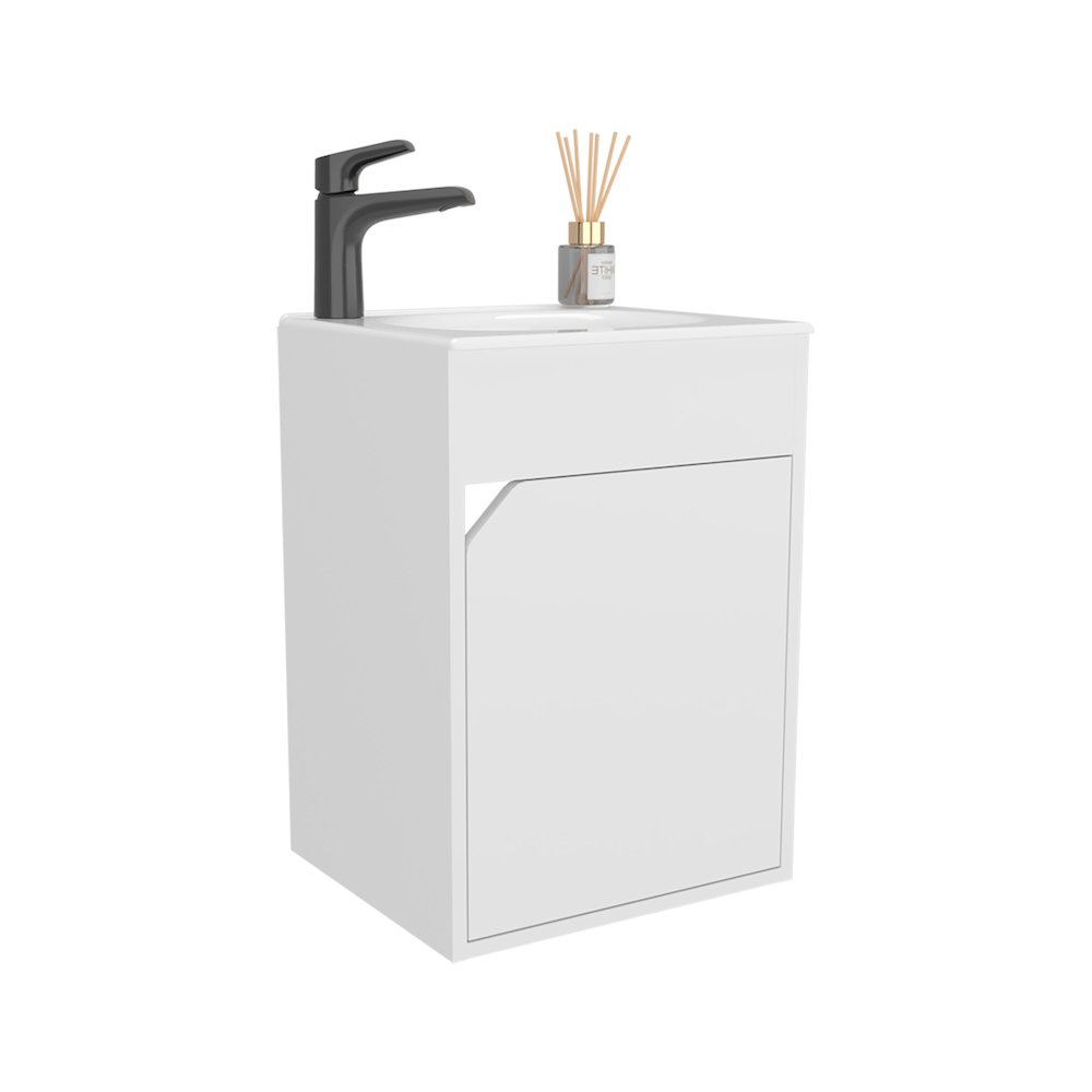 Klawock Bathroom Vanity, 1 Door, White. Picture 3