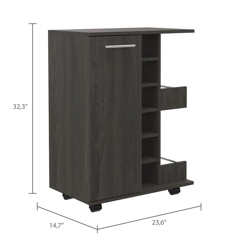 Magda Bar Cart Dark Walnut. Picture 5