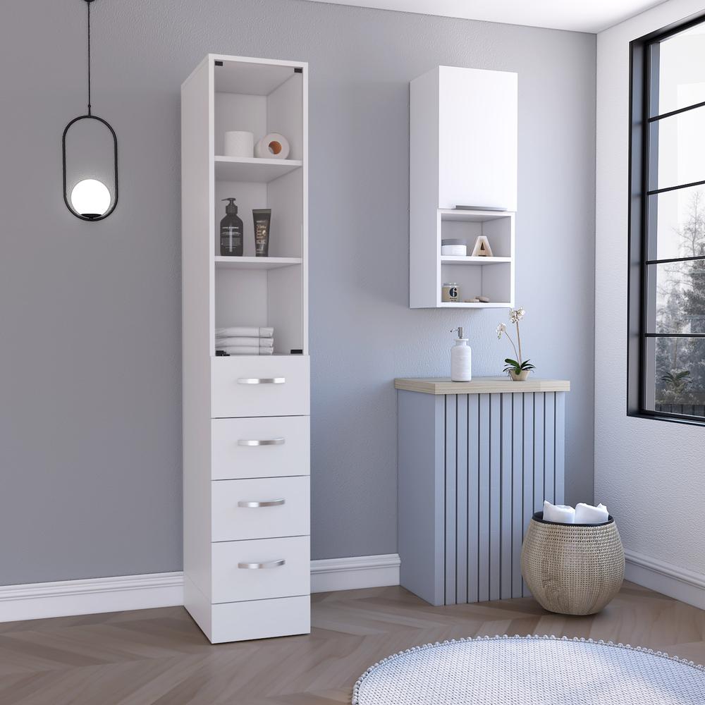 2 Piece Bathroom Set,  Magna Linen Cabinet +  Savona Medicine Cabinet , White. Picture 5