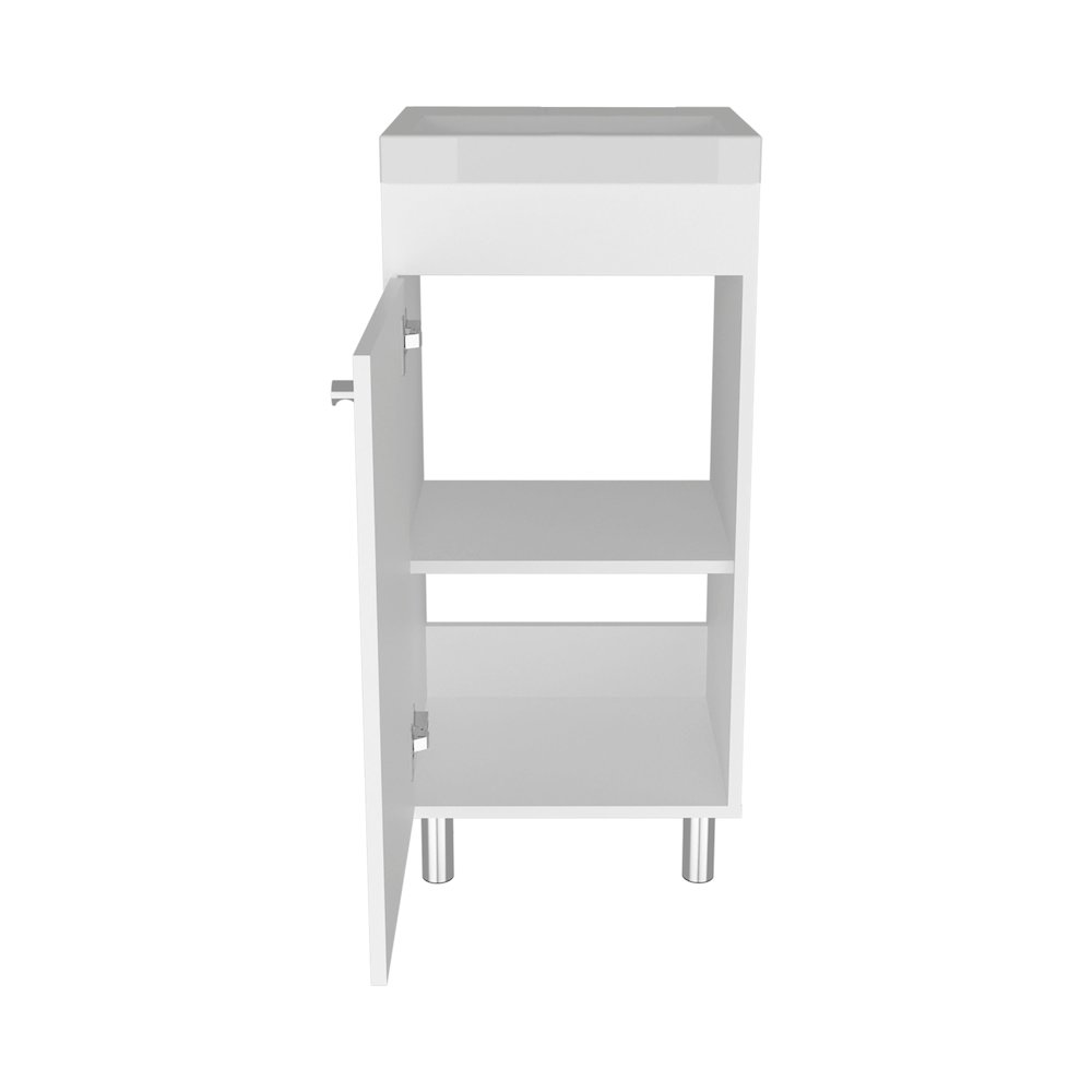 Valdez Bathroom Vanity, 1 Door, 4 Legs, 2 Shelves, White. Picture 2